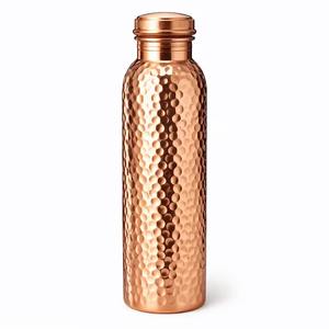 Botella de agua de cobre puro, recipiente de hidratación ayurvédico martillado, nueva botella de cobre de lujo - Product Image 1