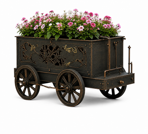 Carrito de Metal Vintage para Plantas, Decorativo, para Jardín, Patio, Exhibición Floral, Decoración Rústica para Hogar y Jardín - Product Image 5
