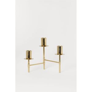Support de bougie moderne en métal doré à 3 tasses pour table à manger, décoration d'hôtel, bougeoir de mariage pour bougies votives et coniques - Product Image 1