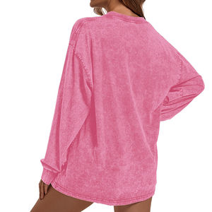 T-shirts décontractés pour femmes, tendance vintage automne, tissu extensible, coupe ample, respirant, 100% coton, prix abordable, personnalisable - Product Image 2