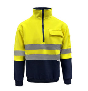 Conjunto de Pantalones Cargo y Sudadera con Cierre de Cremallera de Alta Visibilidad en Amarillo Neón y Azul Marino, Traje de Trabajo de Seguridad Industrial Reflectante - Product Image 5