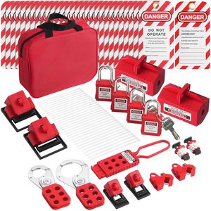 Kit di Bloccaggio Elettrico 47 Pezzi, Set LOTO di Sicurezza con Lucchetti, Ganci, Etichette, Fascette in Nylon, Bloccaggi per Spine e Interruttori - Product Image 3