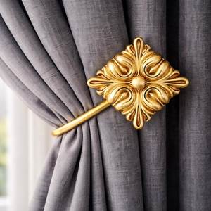 <b>Decorative</b> Brass Curtain Holdback Bow Design <b>Wall</b> Mounted Drapery Tieback for Living Room Bedroom for Home Hotel Restaurant - Product Image 3
