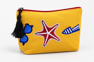 Yellow Embroidered Cotton Canvas Cosmetic <b>Pouch</b> 18x12x5cm Beach <b>Travel</b> Makeup Bag Custom Logo Wholesale OEM Reusable SNC98AS B2B - Product Image 6