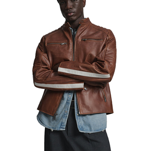 <b>Men</b> Sheepskin Leather Bomber Jacket Lightweight Breathable Lining Casual Fit Multiple Colors OEM Bulk Order Ready - Product Image 5