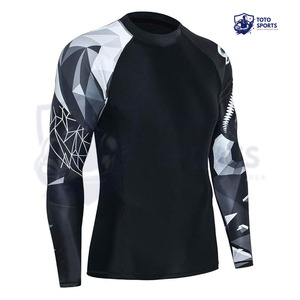เสื้อคอมเพรสชั่นสวมใส่สบายสำหรับมืออาชีพ ระบายอากาศได้ดี ทรงเข้ารูป น้ำหนักเบา ออกแบบได้ตามต้องการ เสื้อแรชการ์ดผู้ชาย แห้งเร็ว - Product Image 2