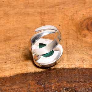 Anillo ajustable de malaquita en forma de pera, hecho a mano, plata de ley 925, estilo vintage, joyería bohemia, regalo para mujer - Product Image 5