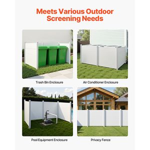 Paravent d'extérieur à 4 panneaux 50 x 50 pour climatiseur, clôture anti-rongeurs avec piquets de 27,6 pouces pour équipement de piscine Horizon - Product Image 6