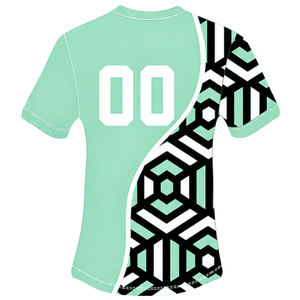 Camiseta de Rugby Geométrica Verde Menta, Negra y Blanca, de Manga Corta y Cuello Redondo, Personalizable, Transpirable, para Entrenamiento Deportivo en Equipo - Product Image 2