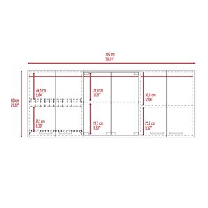 Mobiletto da parete Shelton bianco da 59 pollici con due ante centrali in vetro, mobile da bagno - Product Image 6