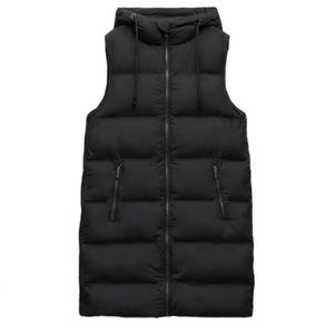 Chaleco Negro sin Cuello con Cierre para Hombre de LUXE ATTIRE INDUSTRY, Ropa Exterior Informal Impermeable de Verano, Color Sólido, Relleno de Poliéster - Product Image 4