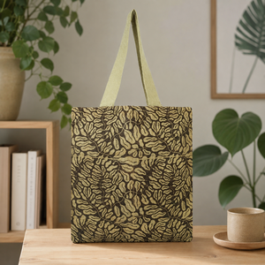 Custom Printed Jute Tote Bag <b>Leaf</b> Pattern Eco Friendly Reusable Promotional Shopping Bag 38x42 cm Custom Logo Wholesale Supplier - Product Image 6