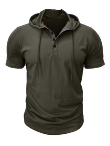 Camiseta de Manga Corta con Capucha para Hombre, Poliéster/Algodón, Transpirable, Ecológica, Corte Regular, Diseño Casual - Product Image 1