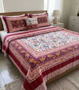 Luxury Handmade Kantha Stitch Bedcover Cotton Quilt Wholesaler and Manufacturer for Hotels Resorts Interior Projects and Orders - Product Image 1