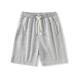 Shorts Bermuda pour homme, couleur unie gris, cordon de serrage, décontractés, taille moyenne, respirants, en coton - Product Image 6