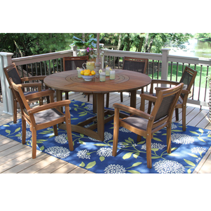 Round Contemporary Coffe <b>Table</b> Made of Solid Teak Wood High Quality <b>Brown</b> Finish Durable & UV-Resistant for Indoor/Outdoor Use - Product Image 4