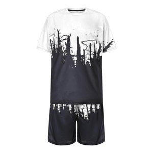 ชุดเซ็ตเสื้อผ้าผู้ชายสไตล์วินเทจพิมพ์ลายกราฟิกจากโรงงานโดยตรง กางเกงขาสั้นทรงหลวมสองชิ้น ชุดเซ็ตโอเวอร์ไซส์พร้อมโลโก้สั่งทำ แฟชั่น Y2K - Product Image 4