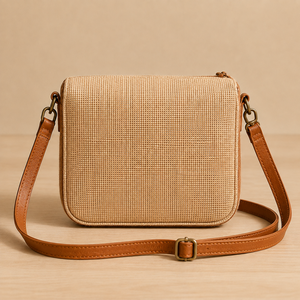 Jute Material Crossbody Handbag Large Capacity Zipper Closure Single Strap Fashion <b>Satchel</b> Eco-Friendly Durable <b>Women</b> Travel - Product Image 6