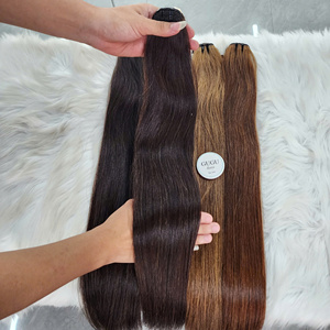 Extensiones de Cabello Liso con Reflejos Rubios y Raíces Negras Naturales, Súper Doble Trama, Cabello Virgen Vietnamita, Cierre de Máquina, Doble Trama - Product Image 3