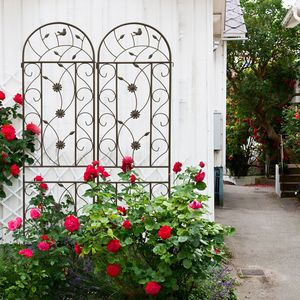 Set di 4 tralicci da giardino in metallo 220 cm x 50 cm, marrone, antiruggine, supporto per piante rampicanti da esterno - Product Image 4