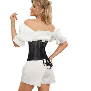 Plus Size Women Leather Lace <b>up</b> Overbust Corset Dress with Front Logo Eco-Friendly Washed DHL/FedEx Shipping - Product Image 4