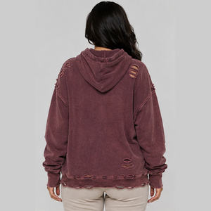 Sweat-shirt oversize pour femme, couleur unie, coton mélangé délavé, manches classiques, automne - Product Image 3
