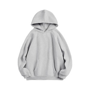 High Quality <b>Red</b> Cotton French Terry Oversize Hoodie for Men Sublimation Drop Shoulder Plain Blank Thick Fleece for Winter - Product Image 1