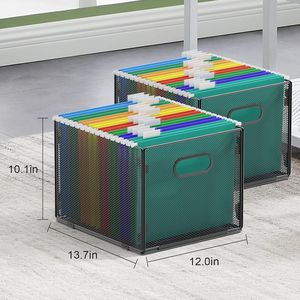 2 Pack Letter Size Hanging File Organizer Mesh File <b>Folder</b> Storage <b>Boxes</b> Hanging Cabinet Organizer for Paper & Media Items - Product Image 3
