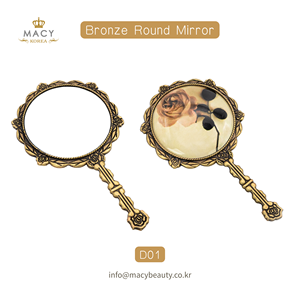 MACY BEAUTY KOREA Antique Bronze Rose Embossed Handheld <b>Mirror</b> Decorative Metal Vanity <b>Mirror</b> Round <b>Mirror</b> <b>Makeup</b> <b>Mirror</b> - Product Image 1