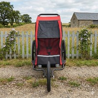 Remolque de Bicicleta con Suspensión Independiente TC-2024S, Plegable, Asiento Individual, Convertible en Cochecito, 3 en 1, Marco de Aluminio, Capota, para Niños, 40 kg