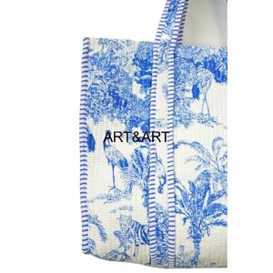 Sac fourre-tout matelassé en coton de haute qualité pour femme bohème sac à bandoulière écologique lavable imprimé floral personnalisable tout - Product Image 5