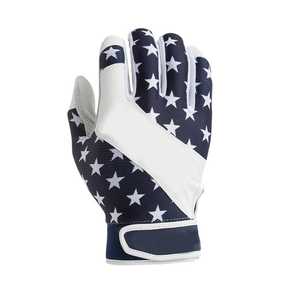 Full Finger Baseball Gloves Pitcher Right-Handed <b>White</b> Navy Stars Digital Print Non-Slip Hook Loop Closure for Adults All - Product Image 2