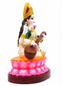 Statue en résine de la déesse hindoue Saraswati, figurine traditionnelle faite à la main, décoration religieuse pour Diwali, mariage, présentation sur table, style occidental - Product Image 5