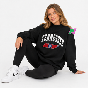 Sweat-shirt à col montant pour femme avec inscription TENNESSEE et appliqué carte, épais et lourd, idéal pour l'hiver - Product Image 2
