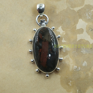 Pendentif ovale en pierre de sang naturelle, argent sterling 925, bijoux en pierres précieuses faits à la main, cristal de guérison, pendentif statement, cadeau unisexe - Product Image 6