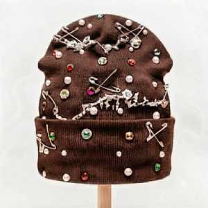 Punk Style Jacquard <b>Beanie</b> Unisex Adult Winter Hat Breathable & <b>Waterproof</b> Hand Knitted 100% Polyester 56-58CM - Product Image 3