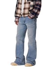 Pantalon en jean délavé vintage Super Flare, taille mi-haute, coupe classique, léger et respirant, coupe-vent, écologique - Product Image 2