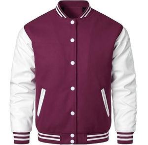 Blouson universitaire personnalisé OEM, mode hiver, coton/polyester, broderie rose, polaire, style bomber, universitaire, baseball, Letterman, logo frontal - Product Image 1
