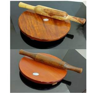 Juego de Chakla y Belan de Madera Lisa Hechos a Mano, Rodillo y Tabla para Repostería de Uso Doméstico - Product Image 3