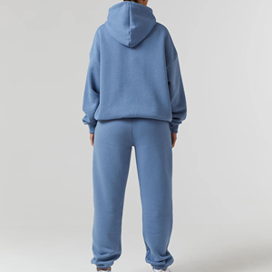 Conjunto Deportivo de 2 Piezas para Mujer, Chaqueta y Pantalón de Forro Polar, Cuello Alto con Cremallera, Estilo Casual, Color Sólido, Ajuste Regular para Todas las Temporadas - Product Image 3