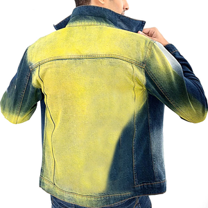 <b>Men's</b> Slim Fit Denim <b>Jacket</b> Stand Collar Washed Blue Casual Winter Streetwear Regular Sleeve Zipper Closure Right Sleeve Logo - Product Image 6