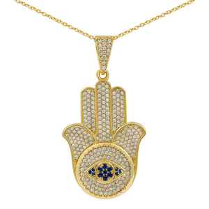 Popular Colgante Religioso Mano de Hamsa con Incrustaciones de Circonitas, Chapado en Oro, para Joyería Fina de Plata 925, Colgantes y Dijes - Product Image 2