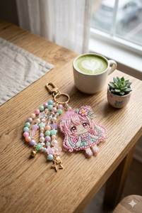 Floral Embroidery Beaded <b>Keychain</b> Handmade Premium Decorative Key Ring for Everyday Carry - Product Image 3