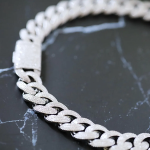 Collar de Cadena para Hombre, Chapado en Rodio, Aleación de Zinc, con Incrustaciones de Circonia Cúbica, Estilo Hip Hop - Product Image 1