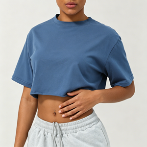 Camiseta Corta Oversize de Moda para Mujer, Impresión Personalizada, Algodón, Informal, Directo de Fábrica, Camisetas Cortas Ligeras para Mujer - Product Image 6