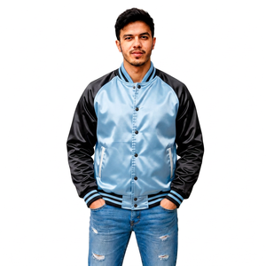 Veste universitaire en satin personnalisée pour homme, style streetwear, avec broderie, fabrication OEM, vente en gros de vêtements en marque privée - Product Image 1