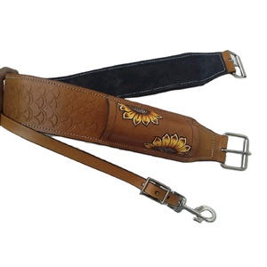 Sangle de selle de cheval western la plus vendue, en cuir, travaillée à la main |   Équipement d'équitation avec logo personnalisé, design de panier, exportation Inde, Pro. - Product Image 1