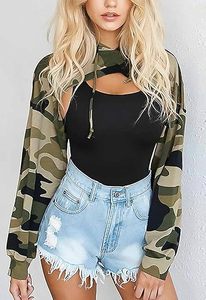 Sudadera con Capucha Corta de Manga Larga para Mujer, Estilo Punk, Hip Hop, Sexy, para Bailar, Rave - Product Image 5