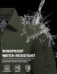 TACVASEN เสื้อแจ็คเก็ตบอมเบอร์ผู้ชาย เสื้อแจ็คเก็ตบุนวมหนา ซิปปิด กันน้ำ กันลม เสื้อโค้ทกันหนาวพร้อมกระเป๋า 6 ช่อง - Product Image 5