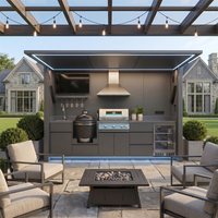 Cuisine extérieure en acier inoxydable 304 avec design gratuit, ignifuge, pour cour, abri ou gril à gaz avec abri intégré